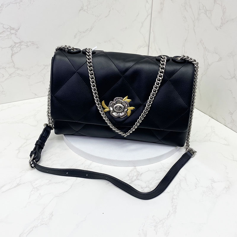 品牌撤柜黑色经典菱格链条包包高级感包包时尚精致真皮单肩斜挎包