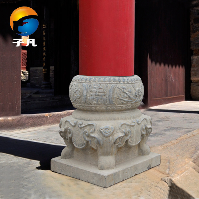 子凡柱墩石石墩庭院青石柱墩柱子圆柱础家用门石墩木柱仿古方石墩