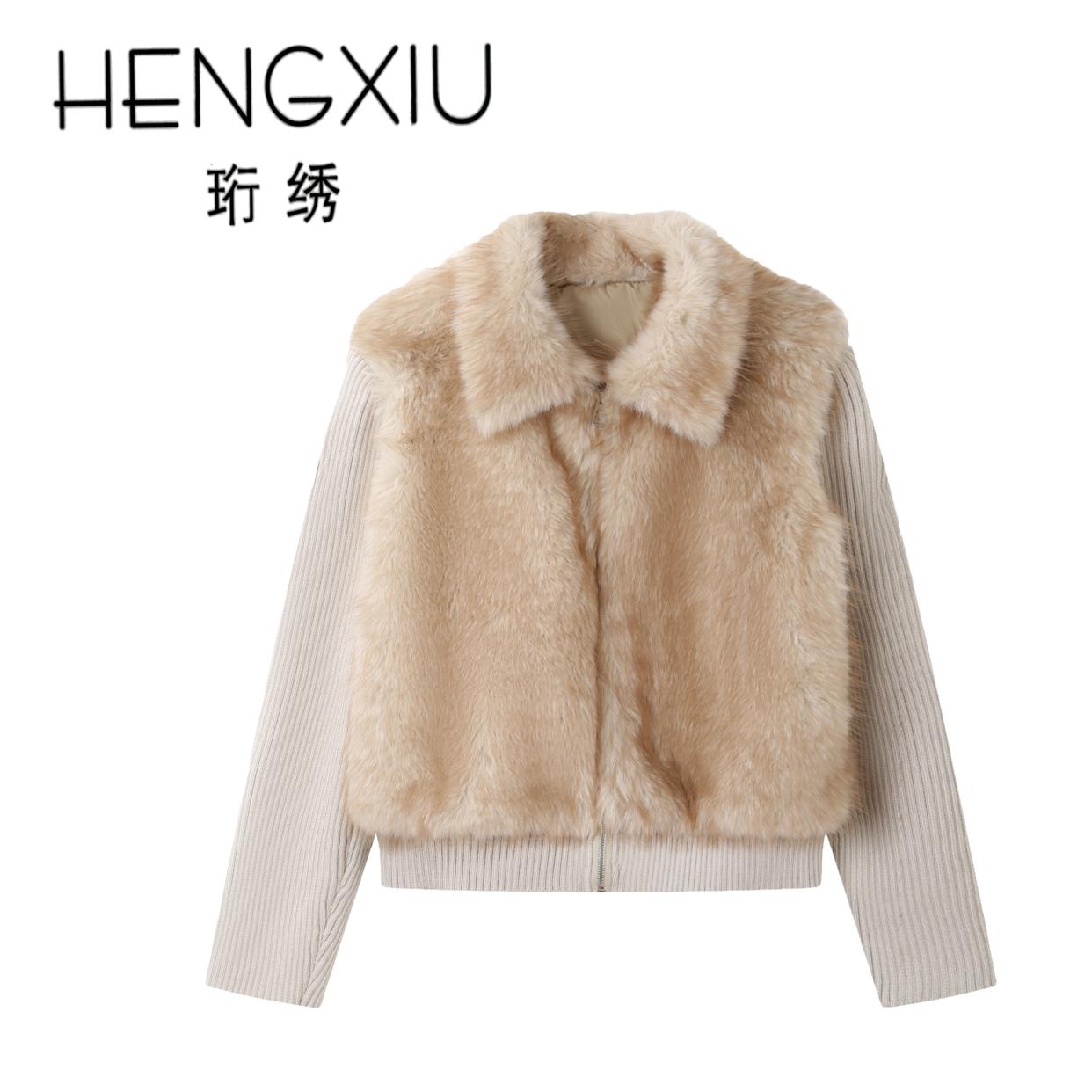 【爆米花粉丝专享】珩绣美式假两件拼接针织短外套Y-T25858