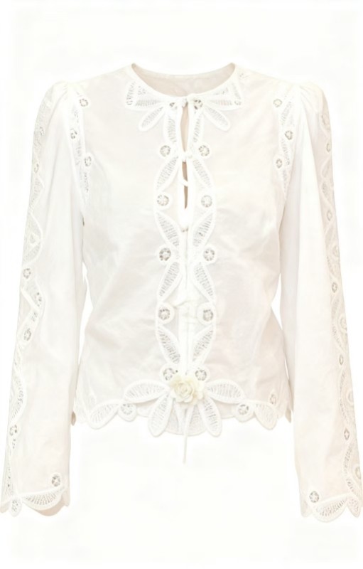 【专柜大上新】2025年秋季喇叭袖小众提花镂空长袖衬衫250831,女装/女士精品,衬衫,淘宝优惠券,粉丝福利购,淘宝优惠卷