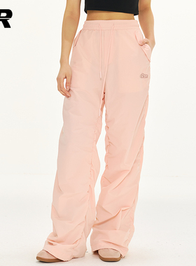 【upf50+】ER褶皱伞兵防晒裤男女夏高腰显瘦筒运动户外登山长裤