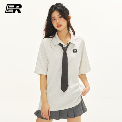 【凉感】ER星星眼polo衫男2025夏潮牌短袖美式休闲宽松翻领T恤女