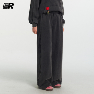 ER撞色条纹潮牌美式卫裤中性风秋季学生体育课运动休闲直筒裤子
