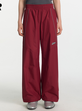 ER反光条松紧腰美式裤子2025春秋季潮牌运动直筒宽松梭织休闲长裤