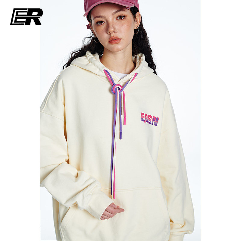黄子弘凡同款ER彩虹帽绳卫衣