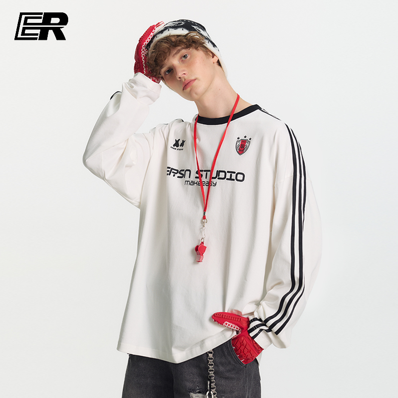 【明星同款】ER条纹长袖T恤秋季学院潮牌打底衫上衣