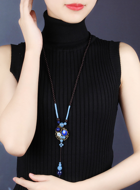 复古优雅玉髓珠景泰蓝女时尚百搭