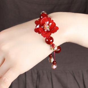 原创设计手工制作手串民族风红色手链2025秋冬新品编织装饰品串女