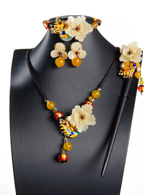 珠花蝶度琉璃圆珠女手作原创项链