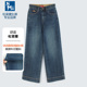 中高腰宽松休闲显瘦直筒阔腿长裤 小鹿女秋冬松紧腰牛仔裤 2025新款