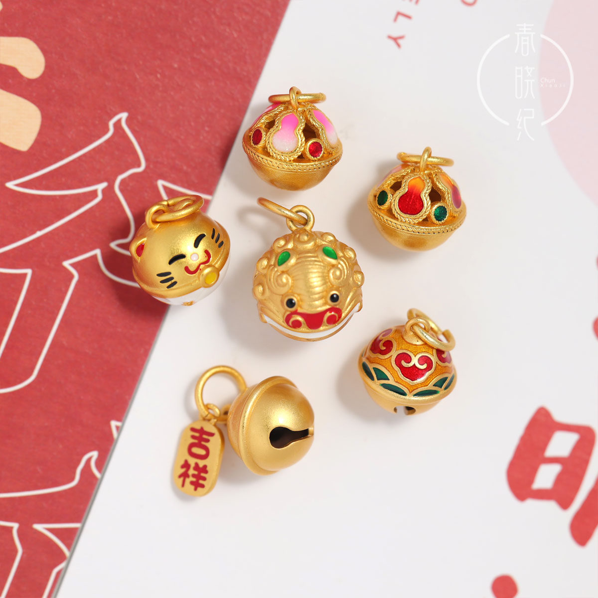 高保色沙金铜镀金烧蓝铃铛滴流挂坠diy手工编绳配件手绳吊坠