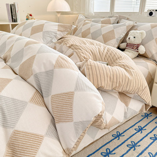 春夏60支纯棉四件套全棉100床单被套1.8床笠床上用品双人被罩简约