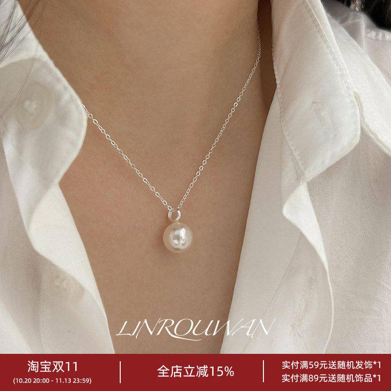 珍珠极简风s925通体纯银项链