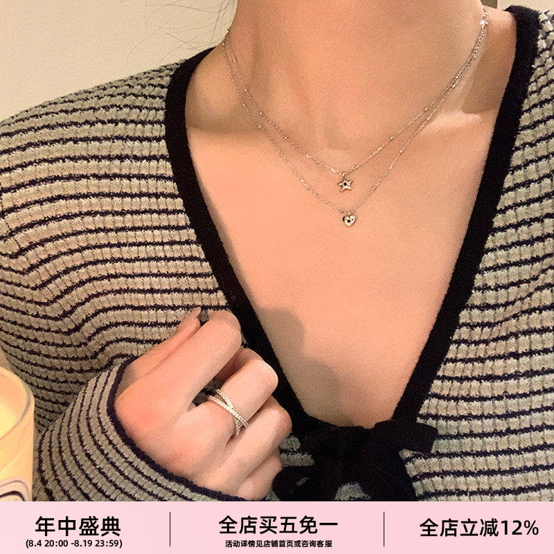 迷你爱心项链隔珠心型项链