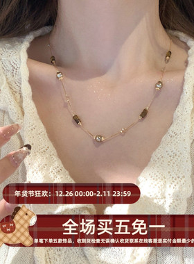 复古不规则虎眼石项链