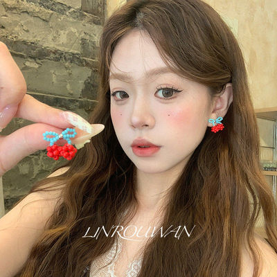 串珠小樱桃甜美可爱温柔耳钉