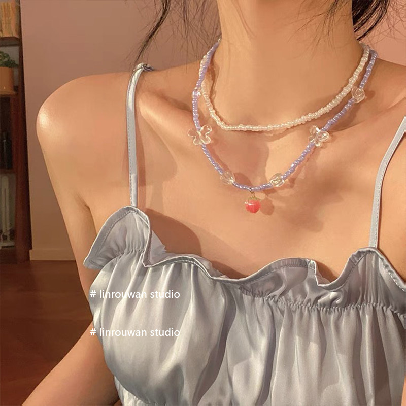 Spring and summer Pink Flower lovely double-deck butterfly Necklace A small minority design clavicle Necklace Accessoriesin the Accessories/Fashion Jewelry, Necklace  category - from Buy2taobao.com to provide professional Taobao agent buy service