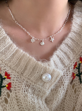 林肉完贝壳海星锆钻项链ins小众