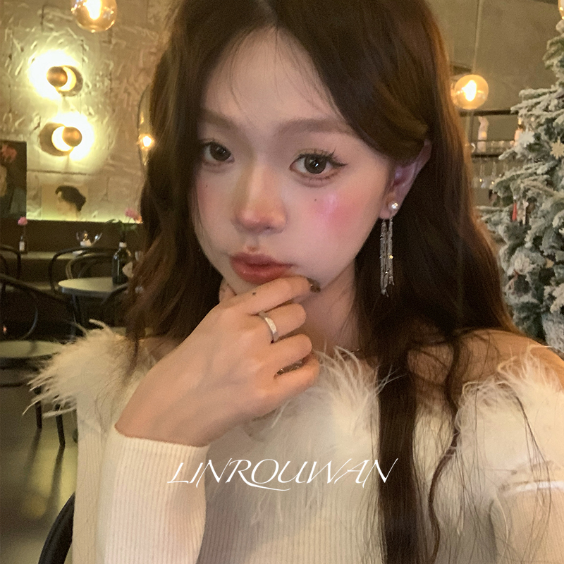 珍珠后挂式流苏耳钉女2024新款