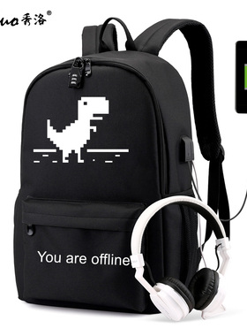 秀洛it狂人程序员双肩包程序猿极客代码GITHUB书包男学生双肩背包