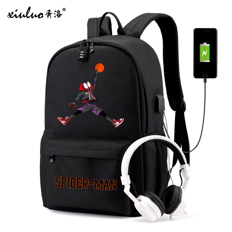 秀洛漫威双肩背包蜘蛛侠飞人周边中小学生书包男双肩包大容量初中