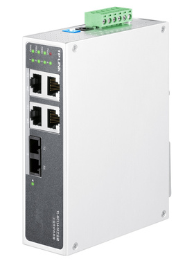 普联TP-LINK TL-MC314-20工业级 千兆单模双纤SC口工业光纤收发器1分4电口光纤交换机导轨式20公里光电转换器