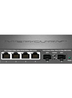 MERCURY水星 SE106 Pro 6口2.5G超千兆网管交换机2光4电分线分流器2500M家用办公网口增加扩展Vlan隔离集线器