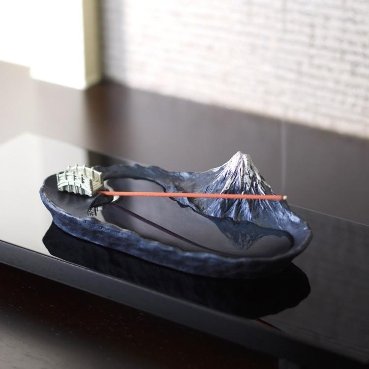 水中倒立富士山香立香插香皿摆件