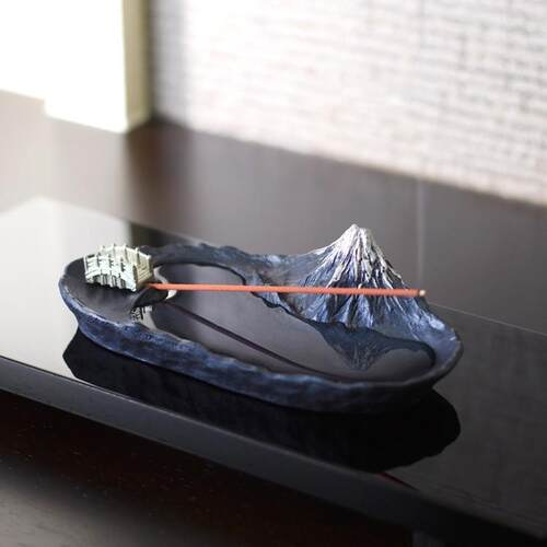 水中倒立富士山香立香插香皿摆件