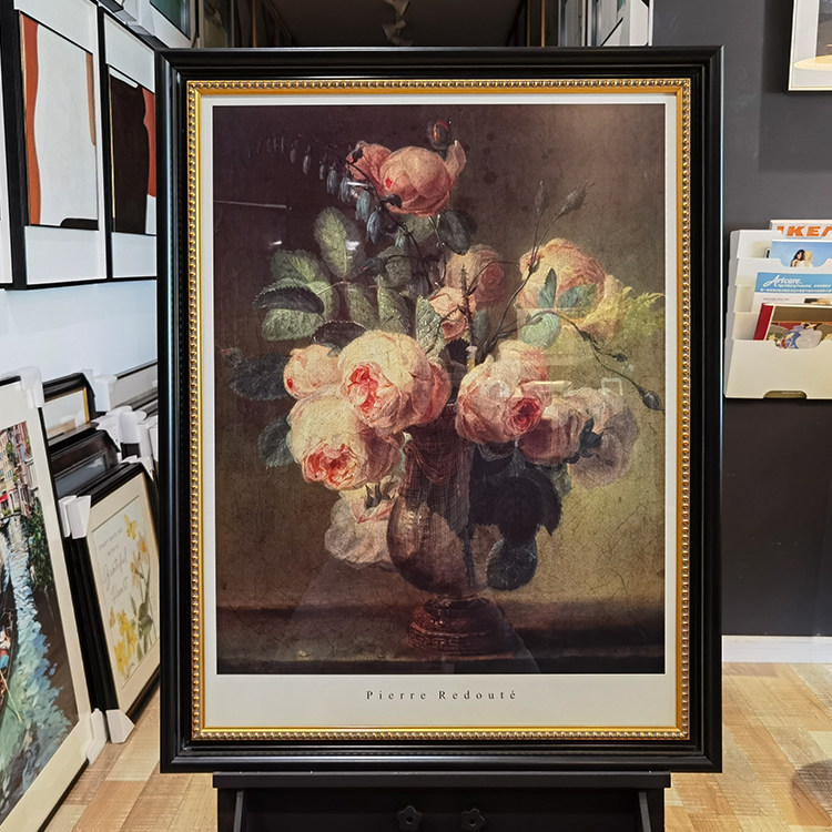 花卉盆花欧式古典中古风美式英国原版进口画芯正版装饰画客厅玄关