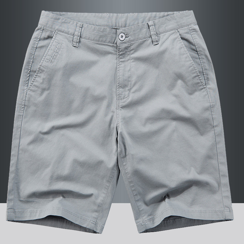 Summer thin stretch shorts for men, simple and versatile solid color capri pants, loose and casual pure cotton mid-length pants, beach pants thumbnail 4