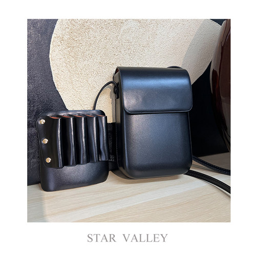 发型师翻盖剪刀包美发师黑色剪子斜挎包理发师时尚个性潮流工具包