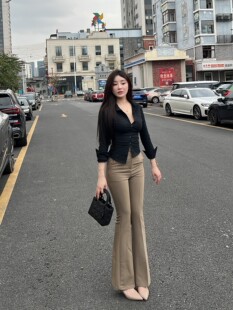 裤 希野逸儿 巨显瘦高腰百搭知性微喇休闲西装 秒开长腿特效 女 韩版