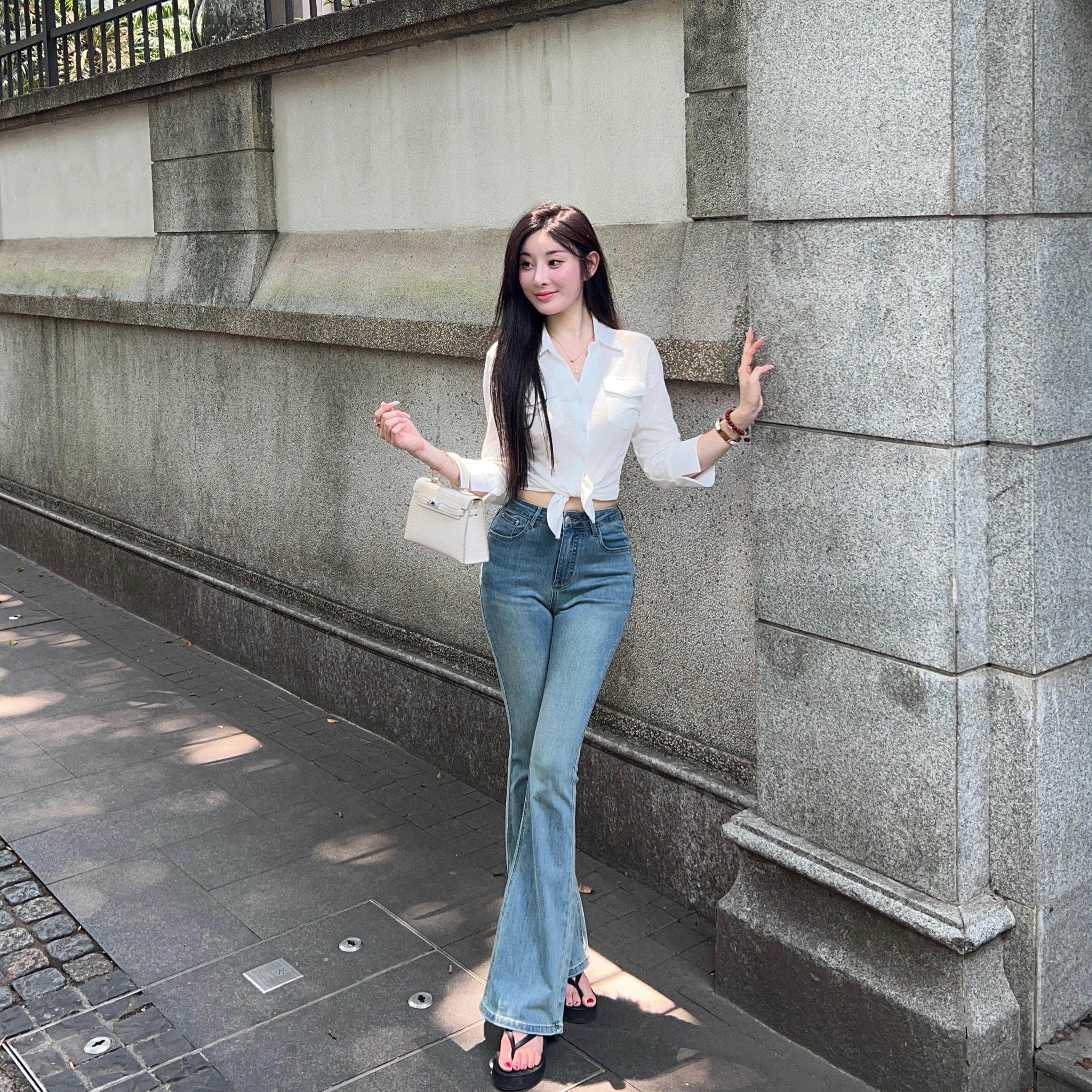 希野逸儿/2024秋季新款高腰修身显瘦百搭休闲阔腿微喇叭牛仔裤女,女装/女士精品,牛仔裤,淘宝优惠券,粉丝福利购,淘宝优惠卷