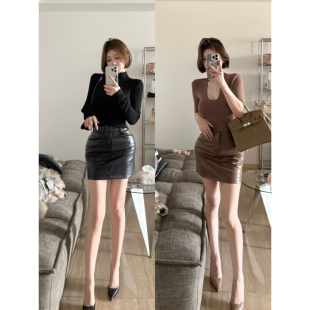 希野逸儿/辣妹超短裙女秋冬高级感a字包臀pu皮半身裙高腰显瘦裤裙