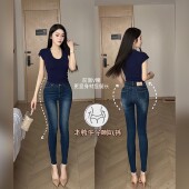 小脚裤 希野逸儿 女细腰显瘦修身 水洗磨白蓝色牛仔裤 丰胯小腰精