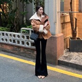 黑色高腰显瘦微喇休闲裤 垂感喇叭裤 美式 阔腿裤 拖地窄版 希野逸儿