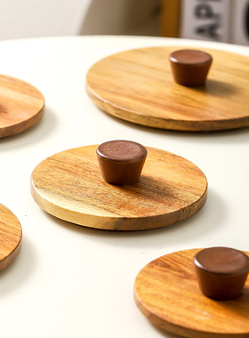 防霉相思木杯盖大口径马克杯盖子通用玻璃早餐杯茶杯万能配盖单卖