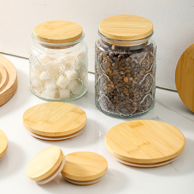 加厚竹木盖通用储物罐密封盖防潮