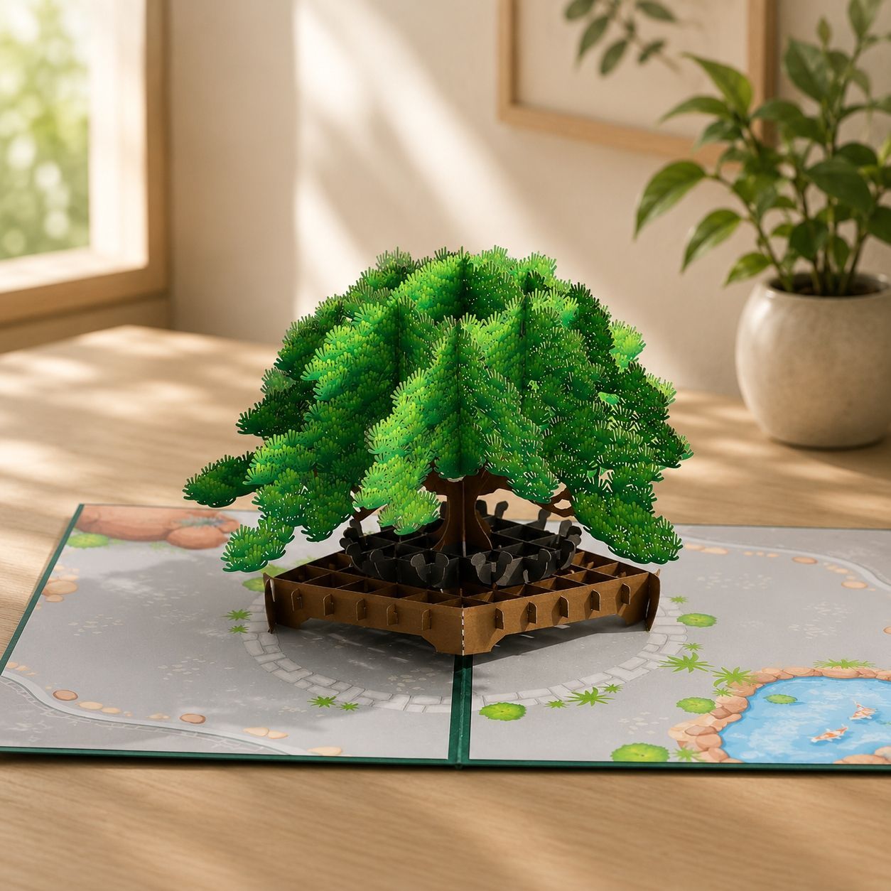 3D立体盆景松树贺卡创意礼物手写留言生日祝福卡片带信封