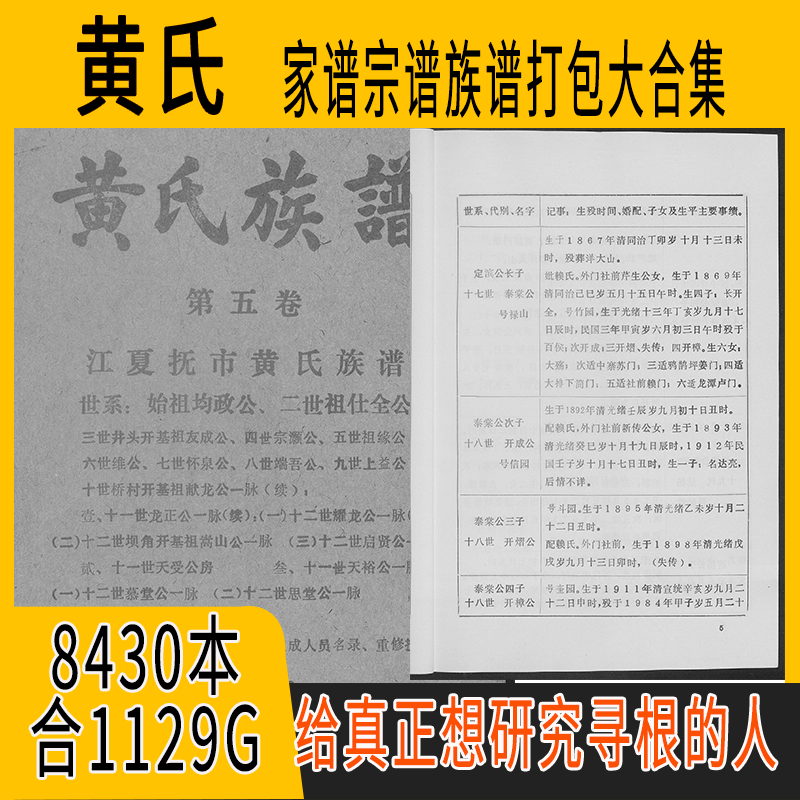 黄氏家谱 黄氏族谱  黄氏宗谱 黄姓祖谱寻根溯源研究收藏集合打包