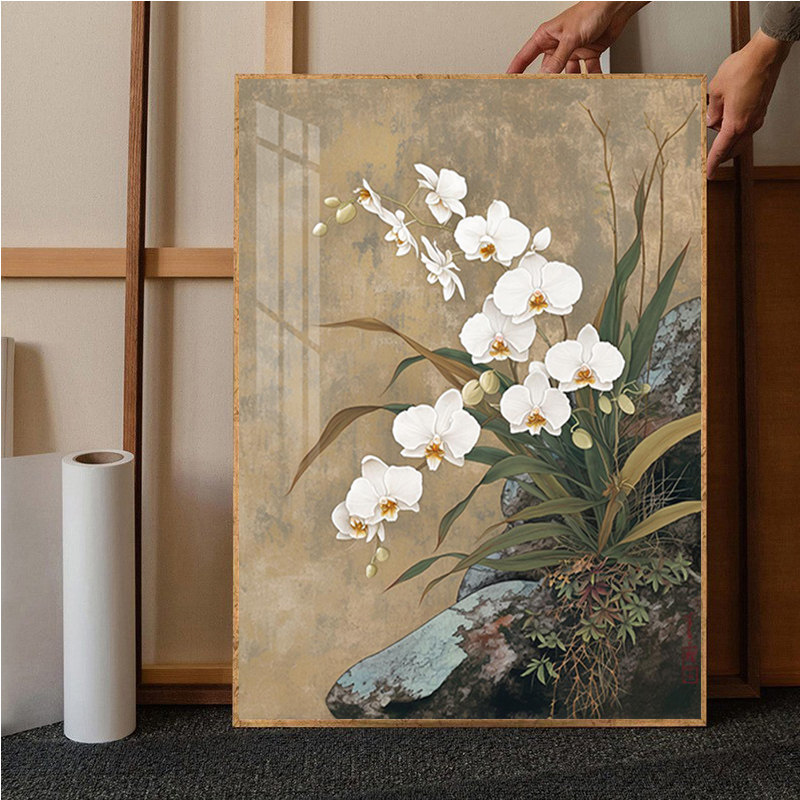 高级感国风玉兰花卉带框钻石画2025新款客厅艺术装饰手工贴十字绣,居家布艺,钻石绣,淘宝优惠券,粉丝福利购,淘宝优惠卷