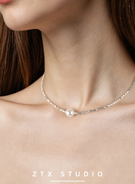 ZTX 碎银子珍珠项链女2025小众新款颈链高级感时尚choker脖子配饰