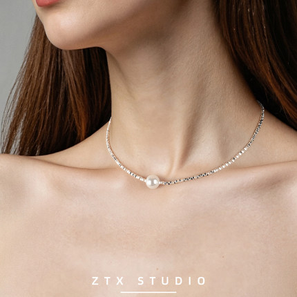 ZTX 碎银子珍珠项链女2025小众新款颈链高级感时尚choker脖子配饰