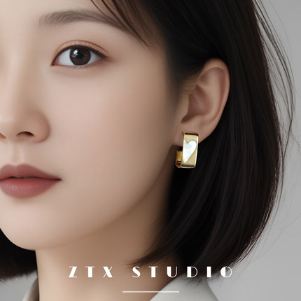 爱心蚊香盘耳夹无耳洞耳饰女小众法式设计感高级感少女无痛耳环夹