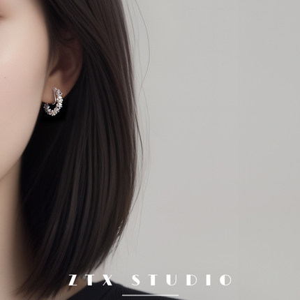 碎银环形耳夹无耳洞女新款小众独特设计感素圈耳饰无洞银色耳环夹