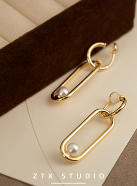 ZTX 高智简约珍珠耳夹无耳洞女新款法式气质耳饰无痛蚊香盘耳环