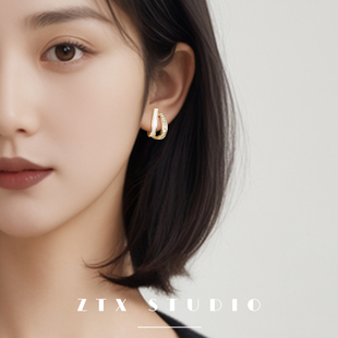 無(wú)痛蚊香盤耳釘法式 高級(jí)感輕奢耳夾無(wú)耳洞女2024新款 金色無(wú)洞耳環(huán)