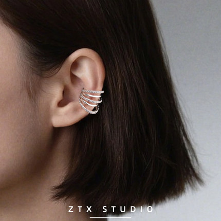 ZTX 爆闪绝美耳骨夹银色小众轻奢高级感无耳洞耳饰高品质个性耳夹