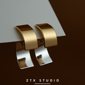 ZTX 巨好看耳环耳夹无耳洞女新款 小众金银拼色耳饰无痛蚊香盘耳钉